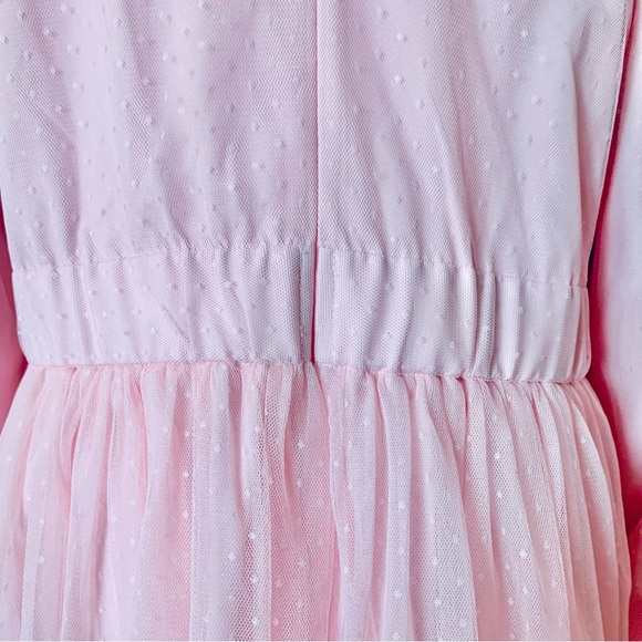 Simplee Plus Pink & Green Embroidered Floral Tulle Mesh Swiss Dot Print Dress. - Picture 7 of 10